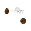 Braun - Ohrstecker mit echtem eurpäischem Kristall (LA CRYSTALE) 3mm aus 925 Silber Damen