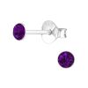 Dunkles Violett - Ohrstecker mit echtem eurpäischem Kristall (LA CRYSTALE) 3mm aus 925 Silber Damen