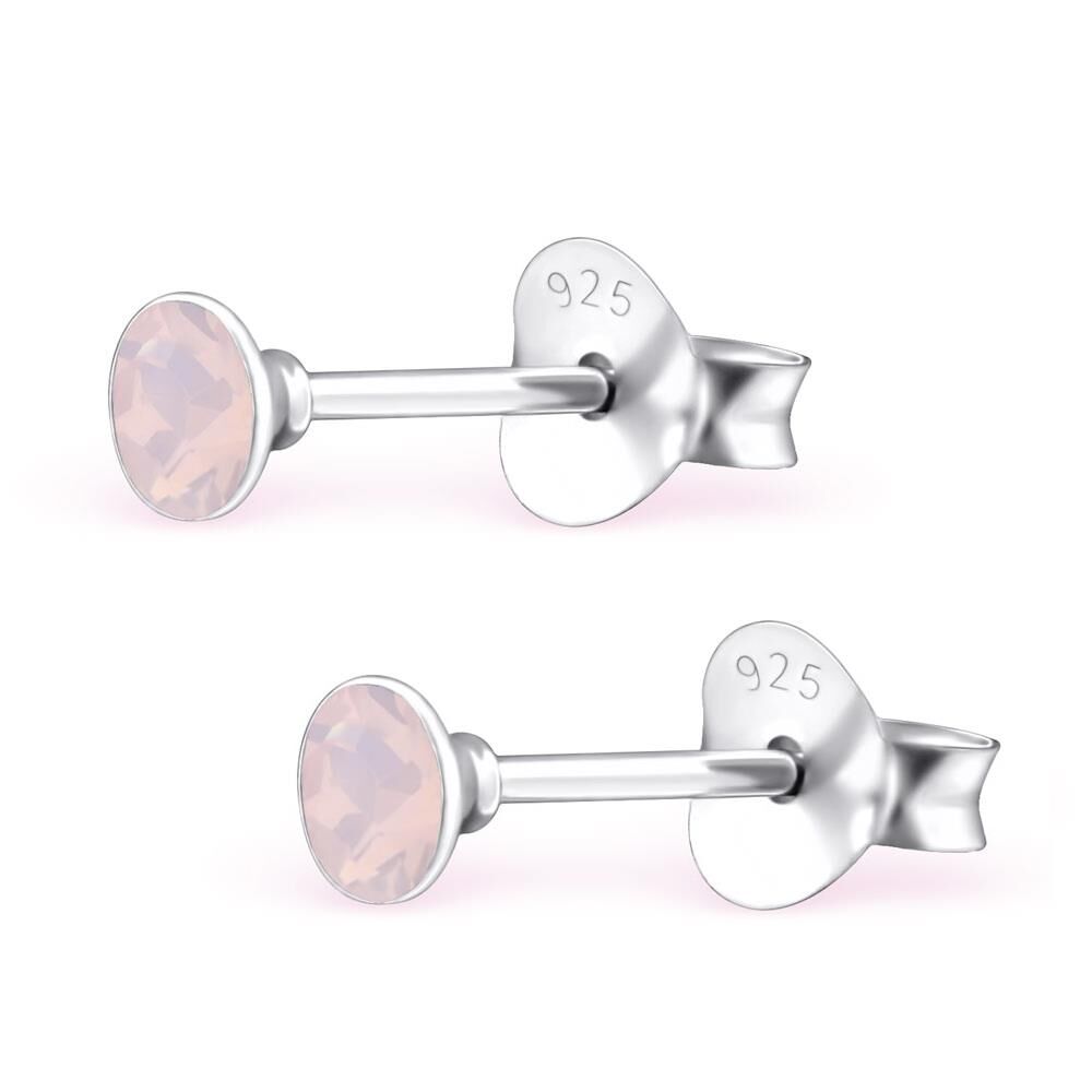 Rosenwasser Opal - Ohrstecker  Kristall (LA CRYSTALE) 3mm 925 Silber