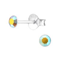 Schimmernder Topaz - Ohrstecker mit echtem eurpäischem Kristall (LA CRYSTALE) 3mm aus 925 Silber Damen