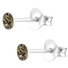 Greige - Ohrstecker echtem Kristall (LA CRYSTALE) 3mm 925 Silber Damen