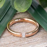 49 (15.6) Ring Rosegold mit Zirkonia Kristall Stein aus Edelstahl hochglanzpoliert für Damen Verlobungsring