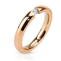 52 (16.6) Ring Rosegold mit Zirkonia Kristall Stein aus Edelstahl hochglanzpoliert für Damen Verlobungsring
