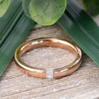 57 (18.1) Ring Rosegold Zirkonia Kristall Stein Edelstahl Damen