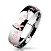 52 (16.6) Bungsa© Ring Gravur - Schmuckring mit graviertem SCHRIFTZUG " Courage Strength Hope Faith" - Brustkrebs Awareness Ring für Damen & Herren - Pink Ribbon Breast Cancer Ring mit Gravur