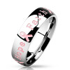 54 (17.2) Bungsa© Ring Gravur - Schmuckring mit graviertem SCHRIFTZUG " Courage Strength Hope Faith" - Brustkrebs Awareness Ring für Damen & Herren - Pink Ribbon Breast Cancer Ring mit Gravur