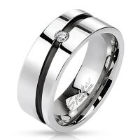54 (17.2) Edelstahl Kristall Ring diagonal schwarzem silber Damen