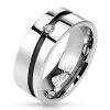 54 (17.2) Edelstahl Kristall Ring diagonal schwarzem silber Damen