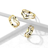 49 (15.6) Ring gewinkelte Ringschienen und Herz Gold aus Edelstahl Damen