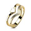 49 (15.6) Ring gewinkelte Ringschienen und Herz Gold aus Edelstahl Damen
