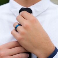 57 (18.1) Bungsa© blauer RING für Damen & Herren - Blau - Damenring aus EDELSTAHL matt - edler Edelstahlring geeignet als Verlobungsringe, Freundschaftsringe & Partnerringe