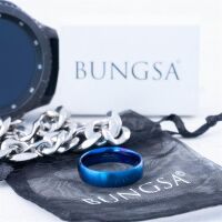 57 (18.1) Bungsa© blauer RING für Damen & Herren - Blau - Damenring aus EDELSTAHL matt - edler Edelstahlring geeignet als Verlobungsringe, Freundschaftsringe & Partnerringe