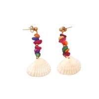 Ohrstecker bunte Steinchen Muschel goldfarben Edelstahl...