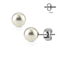 Ohrstecker Perle weiß Silber aus Edelstahl Damen