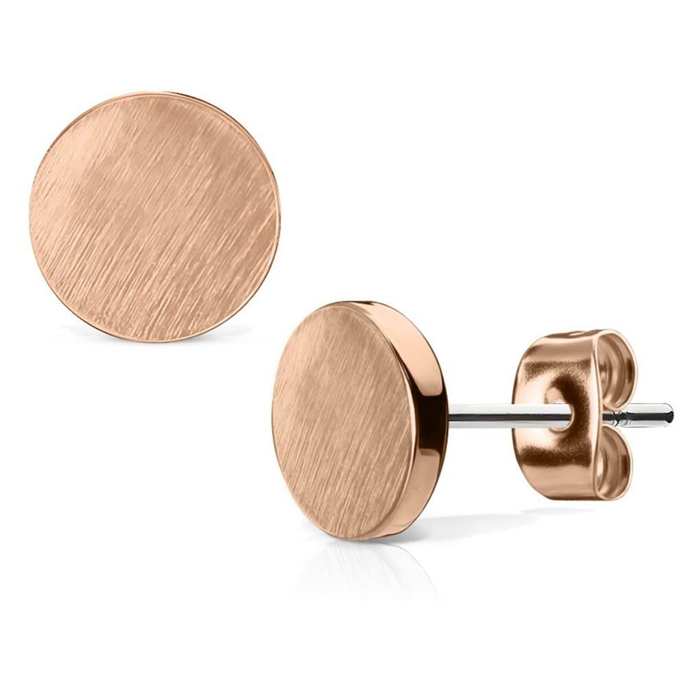 Rosegold - Ohrstecker rund gebürstet aus Edelstahl Damen
