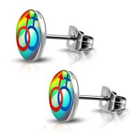 Ohrstecker Rainbow Bunt aus Edelstahl Unisex