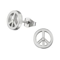 Ohrstecker Peace Zeichen Silber aus Edelstahl Unisex