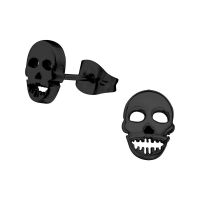 Ohrstecker Totenkopf Schwarz aus Edelstahl Unisex