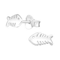 Ohrstecker Fischgr&auml;te aus 925 Silber Unisex