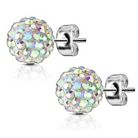 9mm BUNT - Ohrstecker Shamballa Silber aus Edelstahl Damen