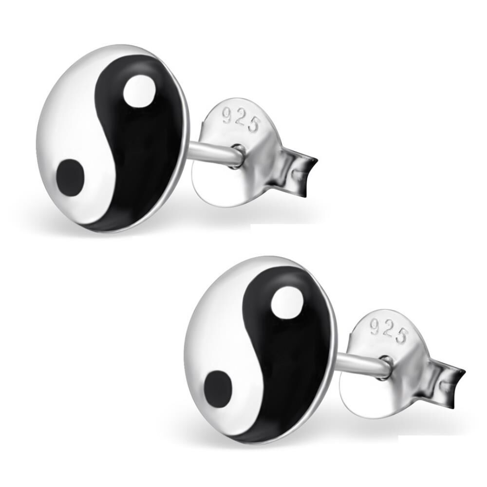 Ohrstecker Yin & Yang 10mm aus 925 Silber für Damen