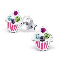 Ohrstecker Cupcake Bunt aus 925 Silber Kinder