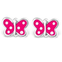 Ohrstecker pinker Schmetterling aus 925 Silber Kinder