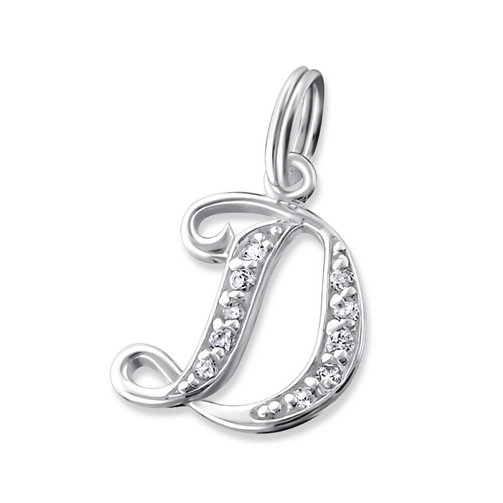 BUCHSTABE D - Anhänger Buchstaben Kristall Silber 925 Silber Unisex
