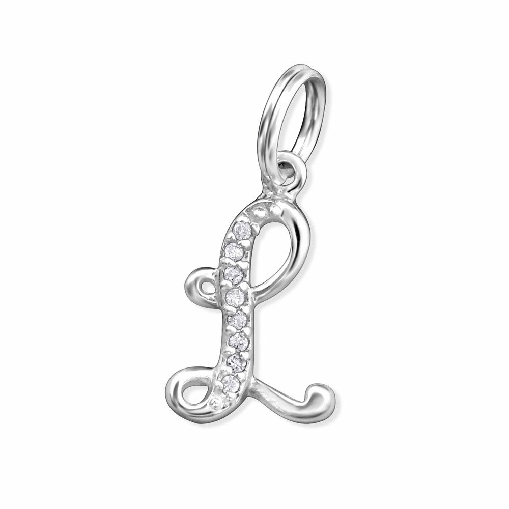 BUCHSTABE L - Anhänger Buchstaben mit Kristall Silber aus 925 Silber Unisex