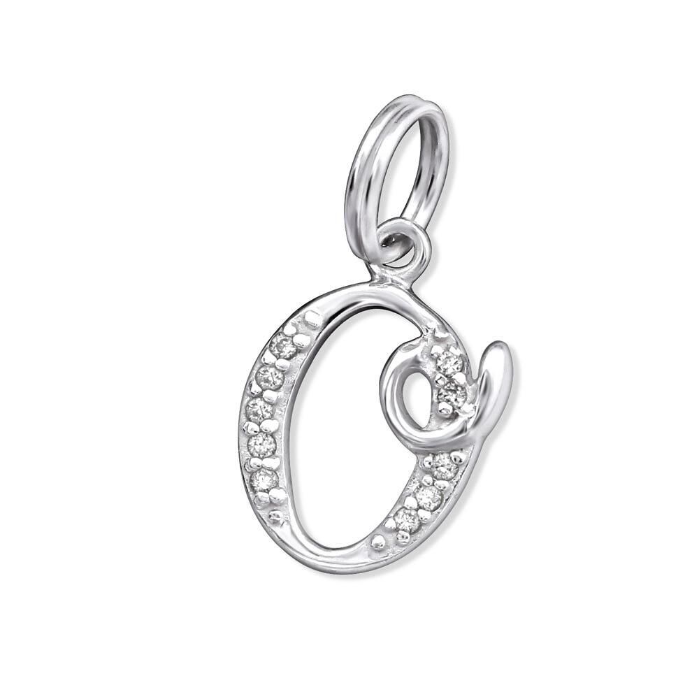 BUCHSTABE O - Anhänger Buchstaben Kristall Silber 925 Silber Unisex