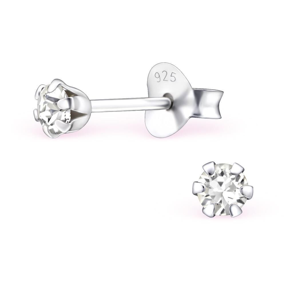 Ohrstecker LA CRYSTALE europäische Kristalle 3mm 925 Silber Damen