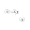 Weiß - Ohrstecker Perlen aus 925 Silber Damen
