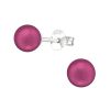 Pink - Ohrstecker Perlen 6mm aus 925 Silber Damen