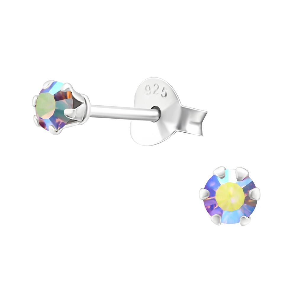 Aurora Borealis hell - Ohrstecker LA CRYSTALE Kristallstein 925 Silber