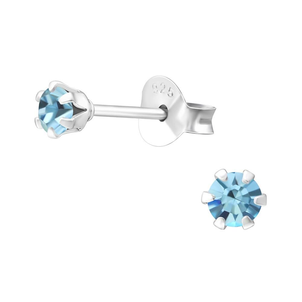 Meeresblau- Ohrstecker mit LA CRYSTALE Kristallstein aus 925 Silber Damen