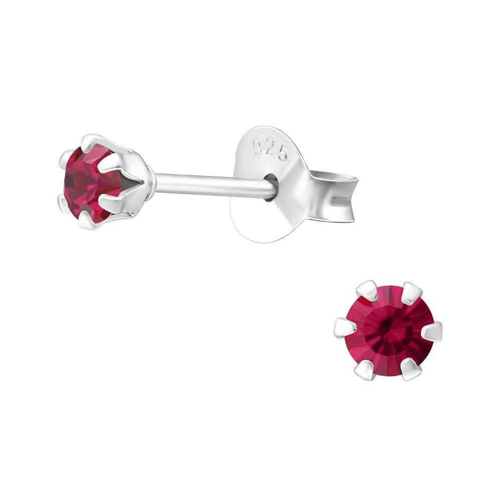Rubinrot - Ohrstecker mit LA CRYSTALE Kristallstein aus 925 Silber Damen