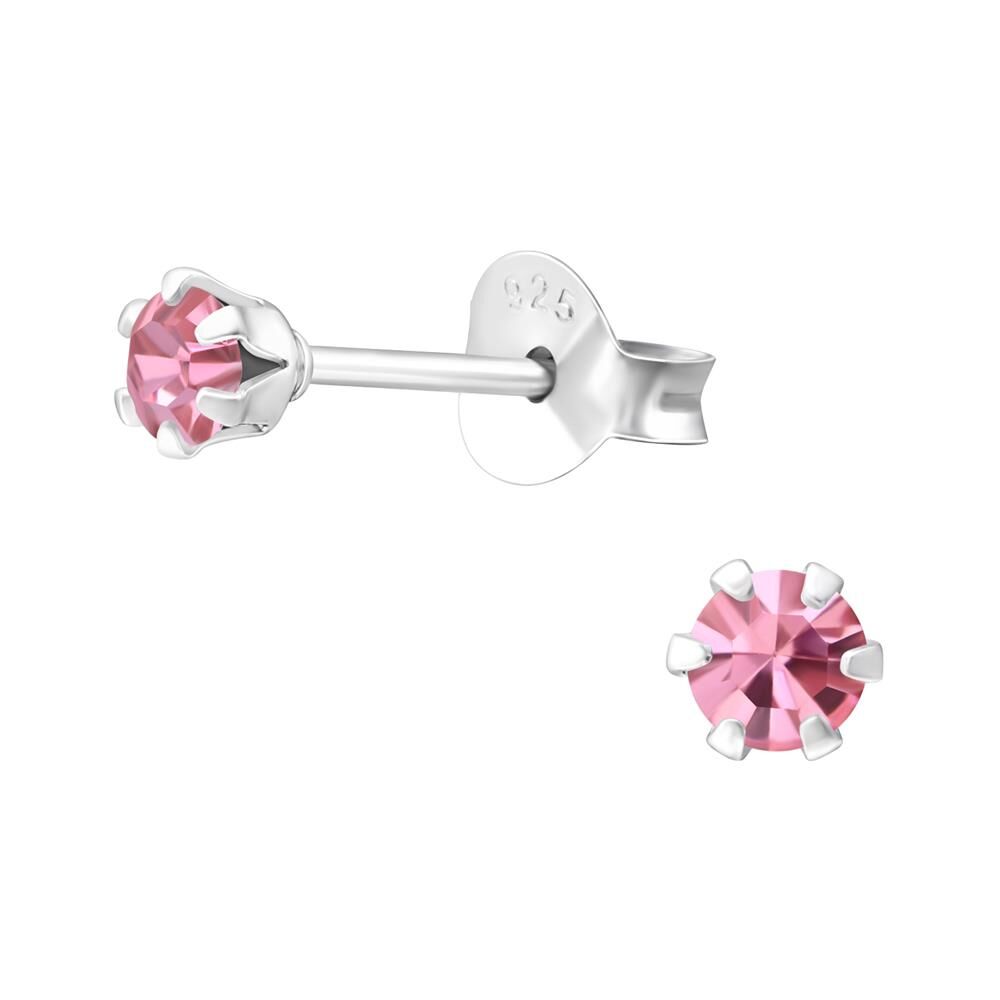 Hellrosa- Ohrstecker mit LA CRYSTALE Kristallstein aus 925 Silber Damen