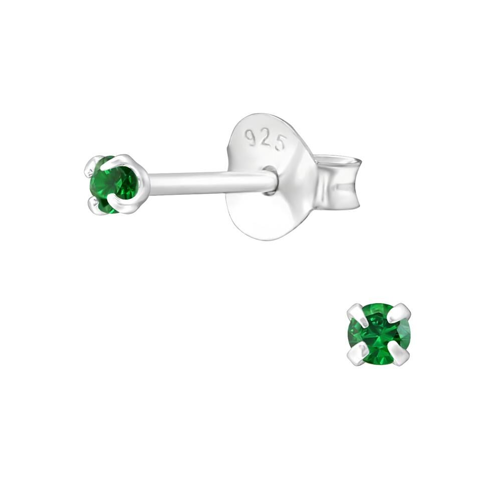 Emerald Grün - Ohrstecker mit 2mm LA CRYSTALE Kristall aus 925 Silber Damen