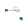 Emerald Grün - Ohrstecker mit 2mm LA CRYSTALE Kristall aus 925 Silber Damen