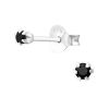Schwarz - Ohrstecker mit 2mm LA CRYSTALE Kristall aus 925 Silber Damen