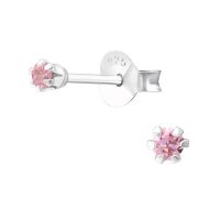 Hellrosa - Ohrstecker mit 2mm LA CRYSTALE Kristall 925 Silber Damen