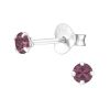Rotbraun - Ohrstecker mit echtem Kristall LA CRISTALE 3mm aus 925 Silber Damen