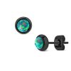Ohrstecker mit 6mm Opal-Steinen aus Edelstahl für Damen - Schwarz-Grün