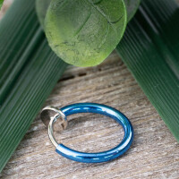 Blau - Fake Piercing Ring Springverschluss Silber Edelstahl   Blau
