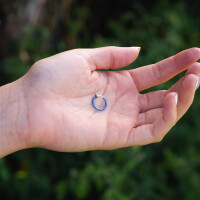 Blau - Fake Piercing Ring Springverschluss Silber Edelstahl   Blau