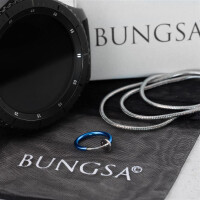 Blau - Fake Piercing Ring Springverschluss Silber Edelstahl   Blau