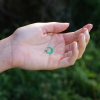 Grün - Fake Piercing Ring mit Springverschluss Silber aus Edelstahl Unisex Grün