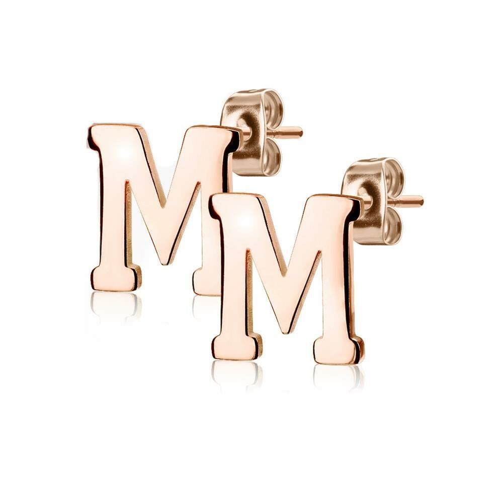 Ohrringe Ohrstecker Paar Buchstaben Alphabet Rosegold 316L Mädchen Geschenk 