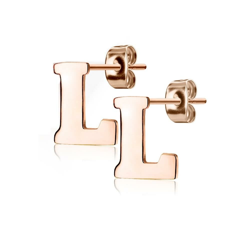 L Ohrstecker Buchstaben Rosegold aus Edelstahl Damen