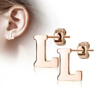 L Ohrstecker Buchstaben Rosegold aus Edelstahl Damen